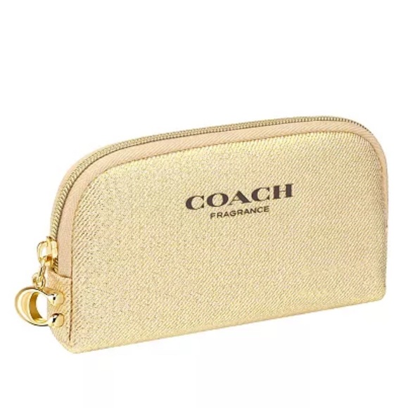 COACH mini pouch cosmetic bag- NEW/UNOPENED - gold sparkle - Picture 1 of 2